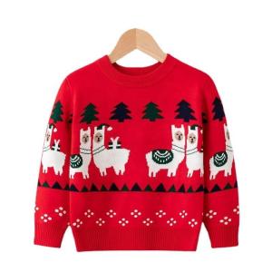 customized 100% cotton cartoon jacquard kids christmas sweater knit jumpers