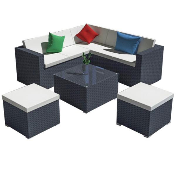 5 Seater Grey Rattan Corner Sofa Garden Sectional Patio Wicker Rattan Sofa Modern