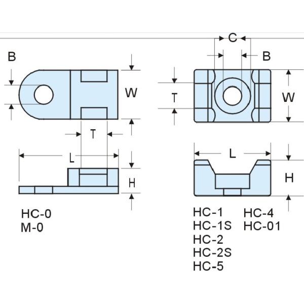 HC/ STM series Nylon saddle type cable tie mount in natural or black color