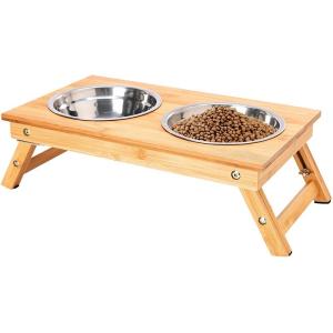 Quality Sustainable Bamboo Pet Feeder with Multifunctional Design and Customer Logo for sale