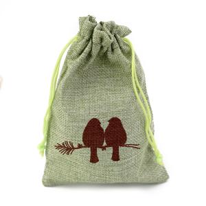 Custom Printed 10x15cm Drawstring Jewelry Beads Jute Bag