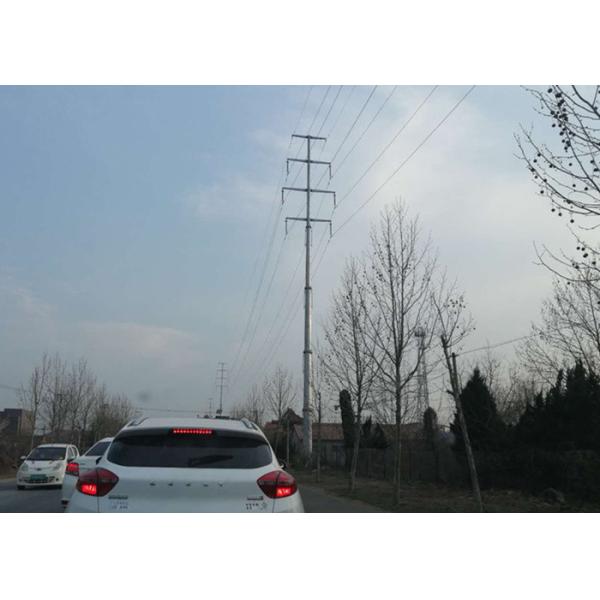 220kv Tubular Transmission Tower , Electricity Pole Polygon Overhead Line Tower