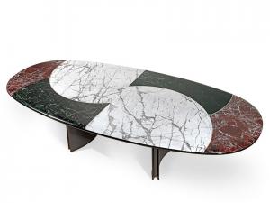 Quality JASON Modern Dining Room Tables With Unique Oval Marble Top Composed for sale