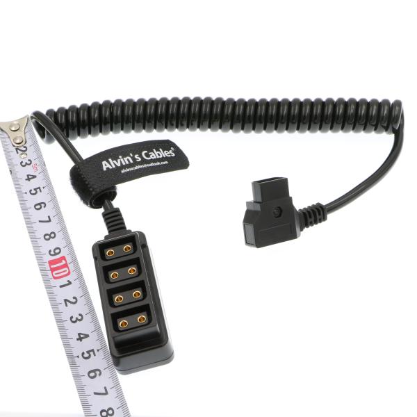 Alvin's Cables D Tap Male to 4 Port D Tap Female Coiled Splitter Cable for Anton Bauer V-Mount Battery