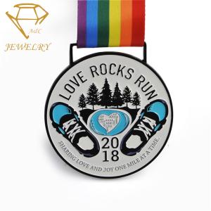 Customized Embossed Silver Skating Sport Award Medals With Lanyard