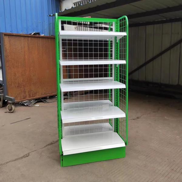 Factory Custom Green Double Sided Mesh Back Shelving Mesh Gondola Shelving with