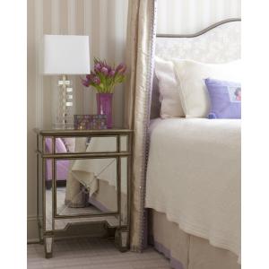 Wooden Trimming Mirrored Side Tables For Bedroom Gold / Silver Optional