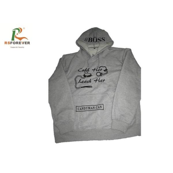 Buy Embroidered Gray Hooded Sweatshirt Jacket Men Cotton Custom Pullover Hoodies at wholesale prices