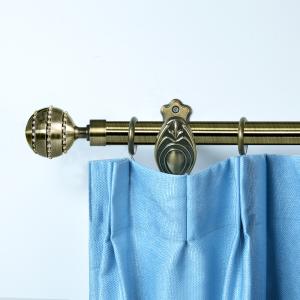 Circle Diamond Curtain Rod Finials Anti Brass Metal Curtain Pole Set 19MM