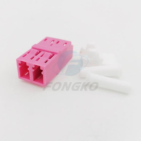 Plastic Flangeless Optic Fiber Adapter LC / OM4 Duplex Metal Shutter