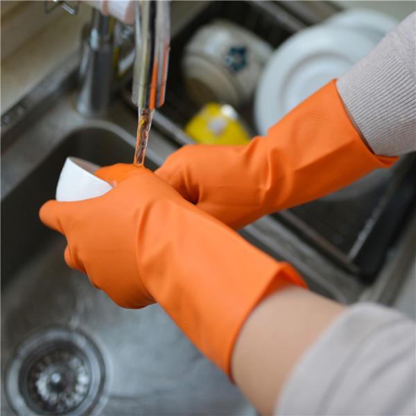 Buy Non Slip Reusable Kitchen Rubber Gloves Textured Palm And Fingers at wholesale prices