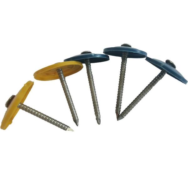 Buy Round Cap Oem 25mm Roofing Nails With Plastic Washers at wholesale prices