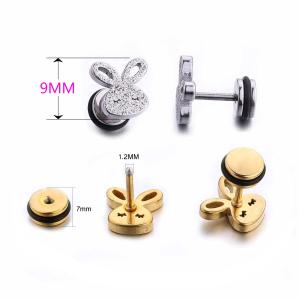 High quality cute gold earrings girl shiny rabbit stud earrings