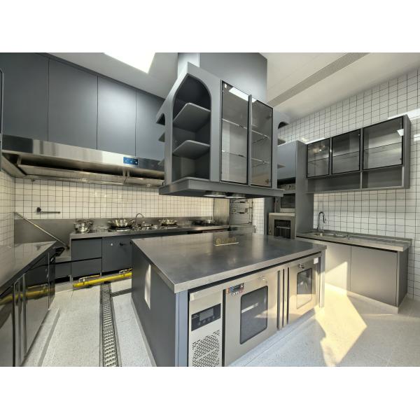 Buy Fadior Full Stainless Steel Kitchen Cabinet - Commercial-Grade, Dark Gray & Stainless Steel Finish, Professional Layout at wholesale prices