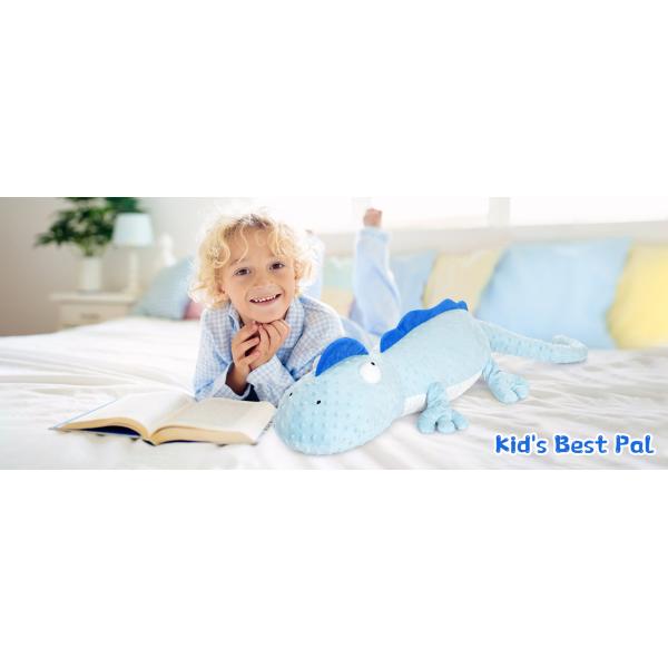 24 Lbs Weighted Blue Minky Pillow Kids Adults Lizard Body Pillow Big Geckos Plush Stuffed Animal Anxiety Toys Boys Girls