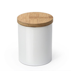 Blanks White Ceramic Candle Jar With Bamboo Lid 300ml Capacity