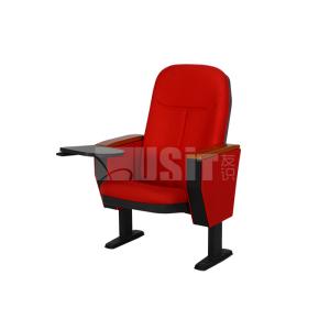 Red Solid Wood Auditorium Seating With Writing Tablet