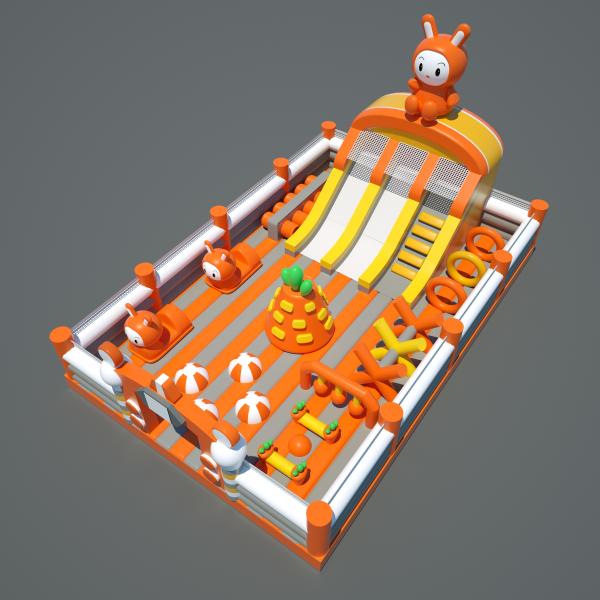Buy Inflatable Rabit Castle With Obstacles Park (Orange & White ） at wholesale prices