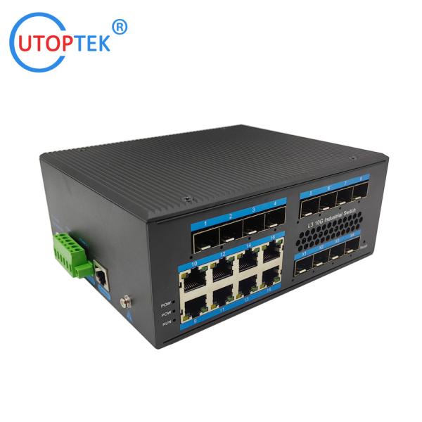 UT4T88GMP-SFP L3 10G Network management industrial POE switch 4x10G SFP+ ports+8xGE RJ45 ports+8 gigabit SFP module