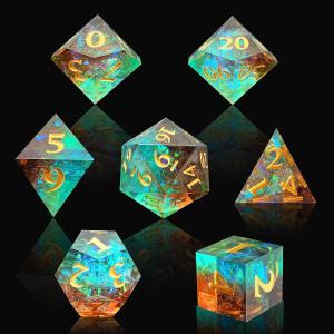 China Customized Sharp Resin Dice Set Multi Color Dragon And Dungeon DND#RPG on sale