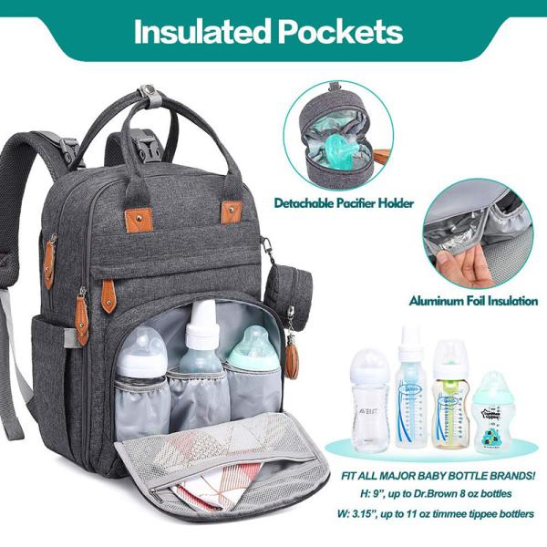 18 Practical Pockets Multi Functional Designer Diaper Bag Backpack OEM ODM