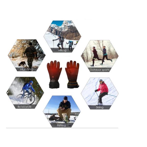 Windproof Rechargeable Heated Gloves Polyester 2200mAh