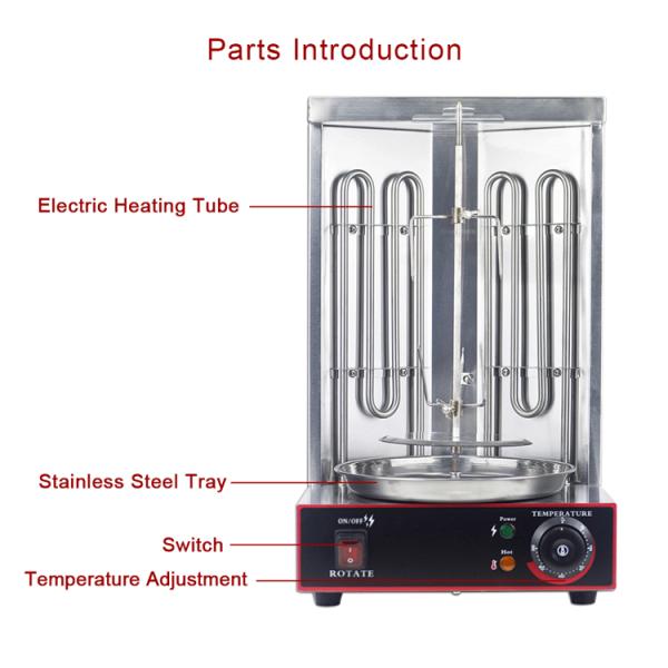 2 Burners Electric Vertical Rotisserie Chicken Broiler for Automatic Meat Production