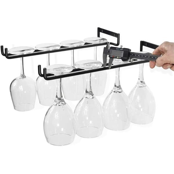 12 Inch Wine Glass Rack 2 Pack Iron Hanging Holder Cup Storage Hanger Wall Mounted for Kitchen Cabinet Bar
