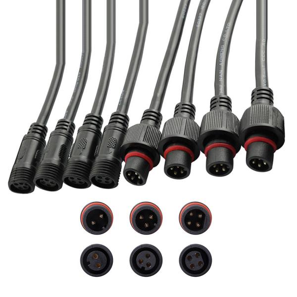 M12 IP67 Waterproof Connector 3Pin Male to Female LED Lighting Cable