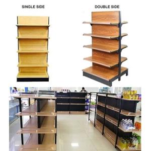 New Style Factory Wholesale Wood Grain Shelves Supermarket Rack Cold Rolled