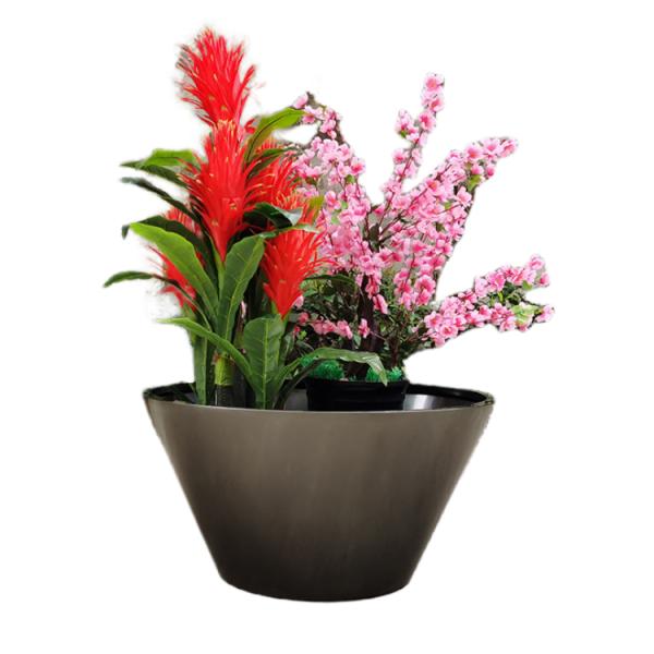 High fashion glossy glazed black big flower pot outdoor round