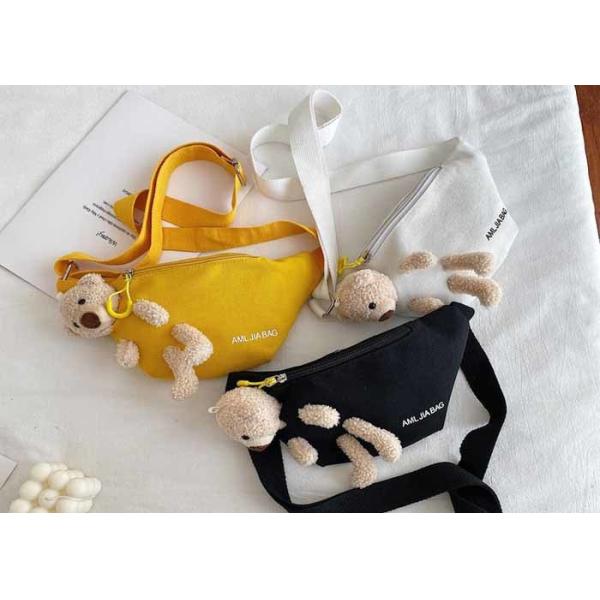 Buy Student fashion ins cross-body canvas chest purse bag new tide net celebrity popular cute bear Fanny pack at wholesale prices