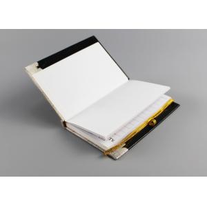 Elastic Straps A4 Hardcover Notebook , Black And Gold Hardback Notebook Journal
