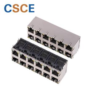 12 Port 8P8C Modular Connector Jacks Contact Resistance 30 Milliohm Max With EMI