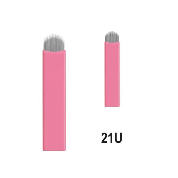 Pink 18U Sterilized Microblading Tattoo Pen with 0.16mm Stainless Steel Needle for Permanent Makeup