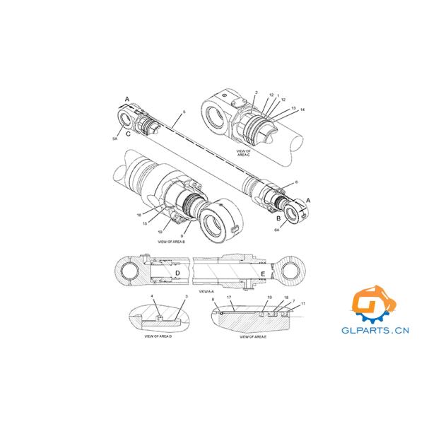 225-4523 389-1041 Excavator Hydraulic System Cylinder For Cat E349 E345