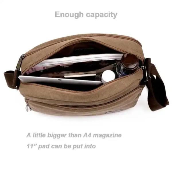 Portable Canvas Offset Print Crossbody Messenger Bag Women'S 13.8 X 4 X 10.8 Inches