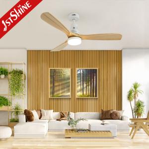 52" Led Ceiling Fan Wood Blade Ac Motor Low Noise 3 Speeds Remote Control
