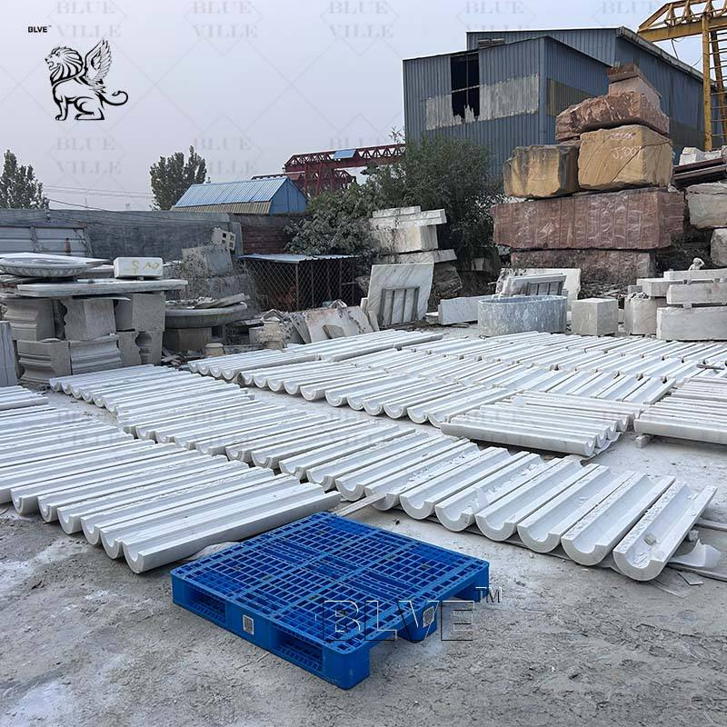 White Marble Column Natural Stone Roman Pillar Cladding House Building
