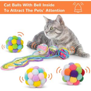 Interactive Cat Toy Balls With Bell And Cat Fuzzy Chew Balls