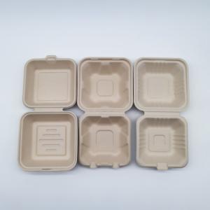 6 Inch Biodegradable Take Out Containers , White Biodegradable Clamshell