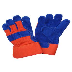 Blue Customized Safety Leather Hand Gloves , Hand Protection Gloves