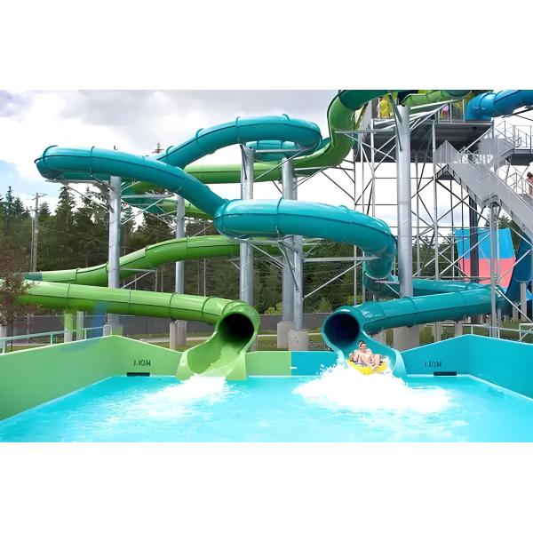 Customized Dimensions Fiberglass Water Park Slide with 12 Years Usage Period and 1 Year Guarantee