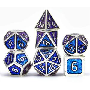 Shining Golden Powder Solid Metal Dice Set Board Game Dragon And Dungeon DND RPG
