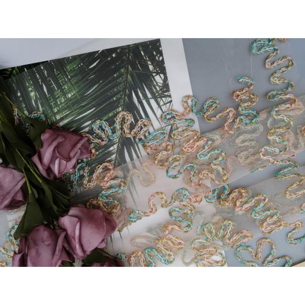 Buy Crochet Corded Lurex Embroidery Metallic Lace Fabric at wholesale prices