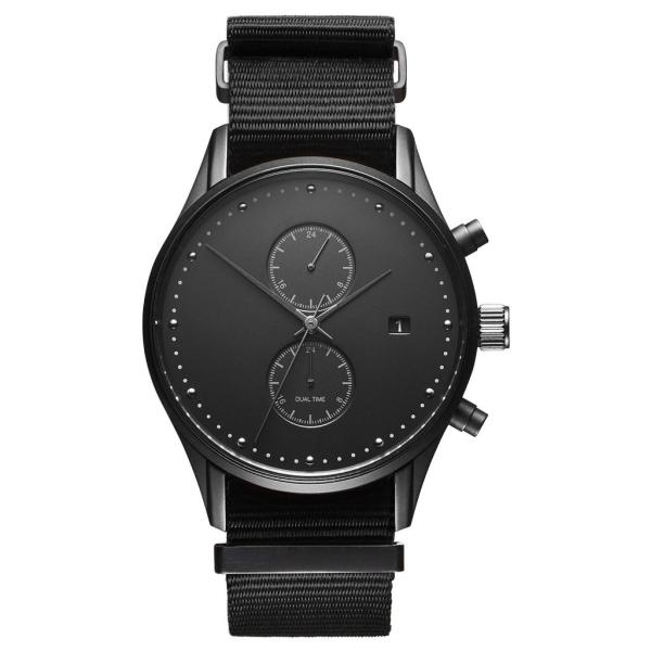 Buy Black nylon strap chronograph quartz stainless steel watch water resistant at wholesale prices