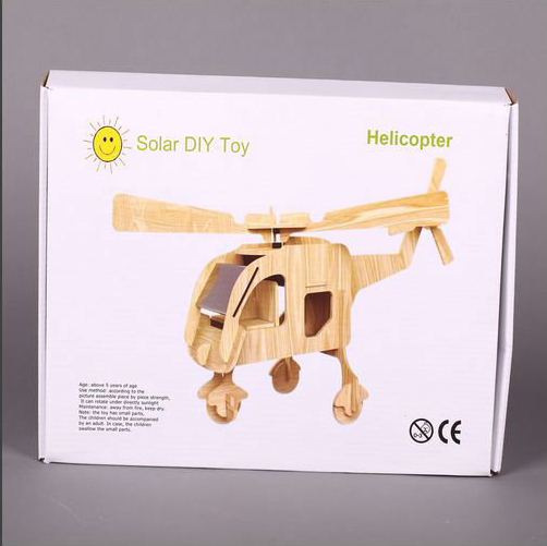 Children Solar Powered Helicopter 3D Puzzle Wooden Toys OEM/ODM