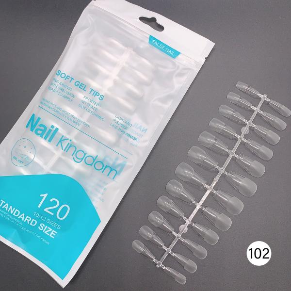 120PCS Long Coffin Square Clear Gel Half Full Cover Nail Tips Acrylic Half Matte Soft Gel Nail Tips for Extension