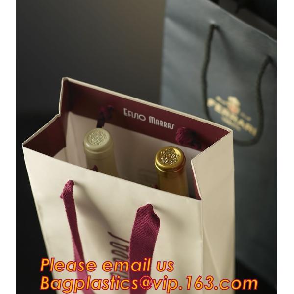 Gold foil stamp matt laminated black handle rope hair extension packaging bag red paper bag,Handle Brown Kraft Gift Pape