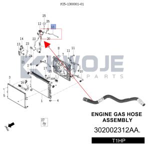 OEM 302002312AA ENGINE GAS HOSE ASSEMBLY For Jetour L6